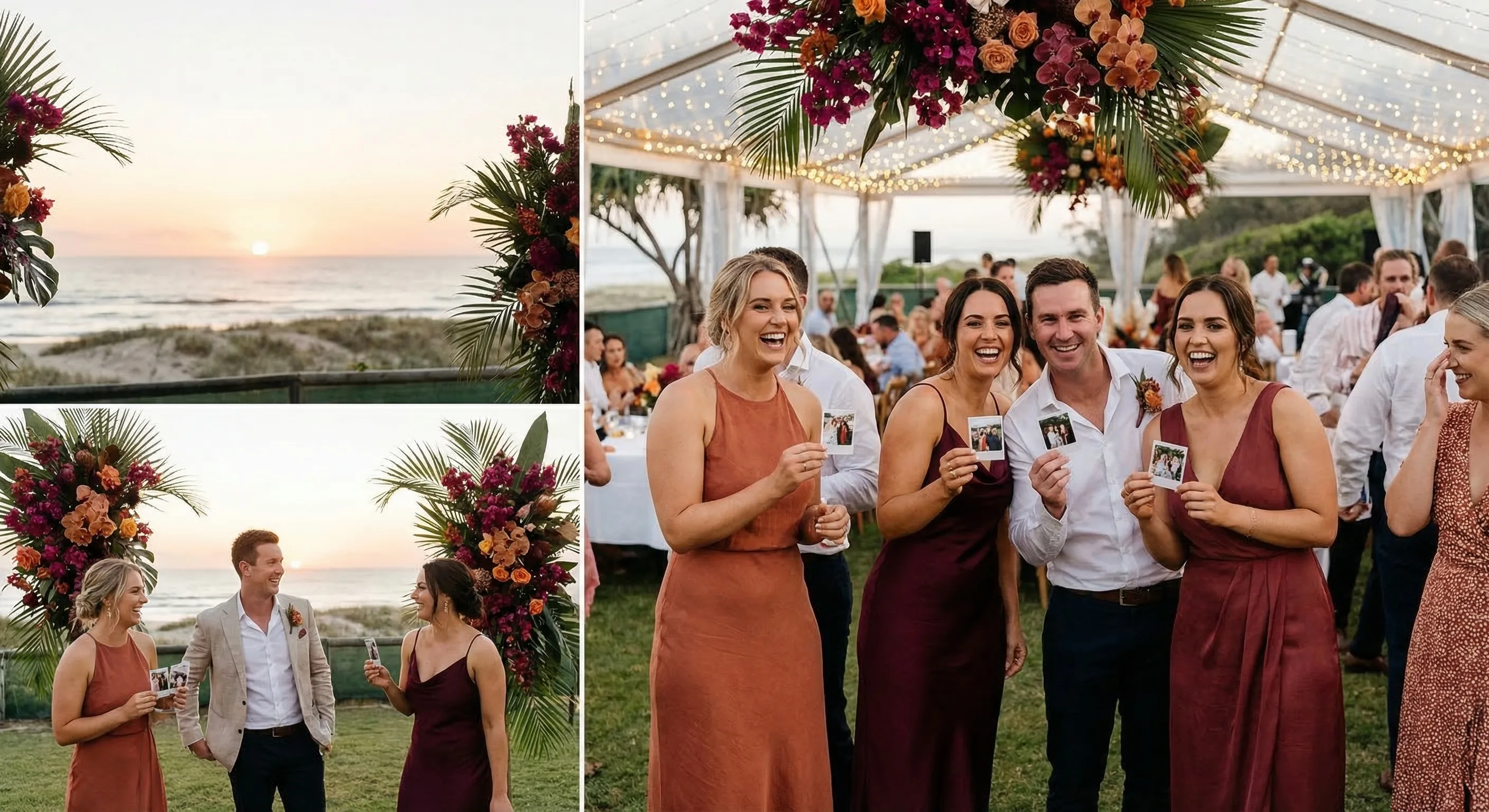 Wedding guests with photo magnets